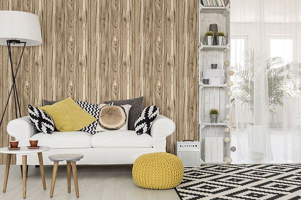 media image for Paneling Brown Wide Plank Wallpaper from the Essentials Collection by Brewster Home Fashions 252