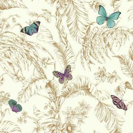 media image for Papillon Wallpaper in Gold and White by Ashford House for York Wallcoverings 259