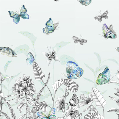product image of Papillons Wall Mural in Eau De Nil from the Mandora Collection by Designers Guild 560