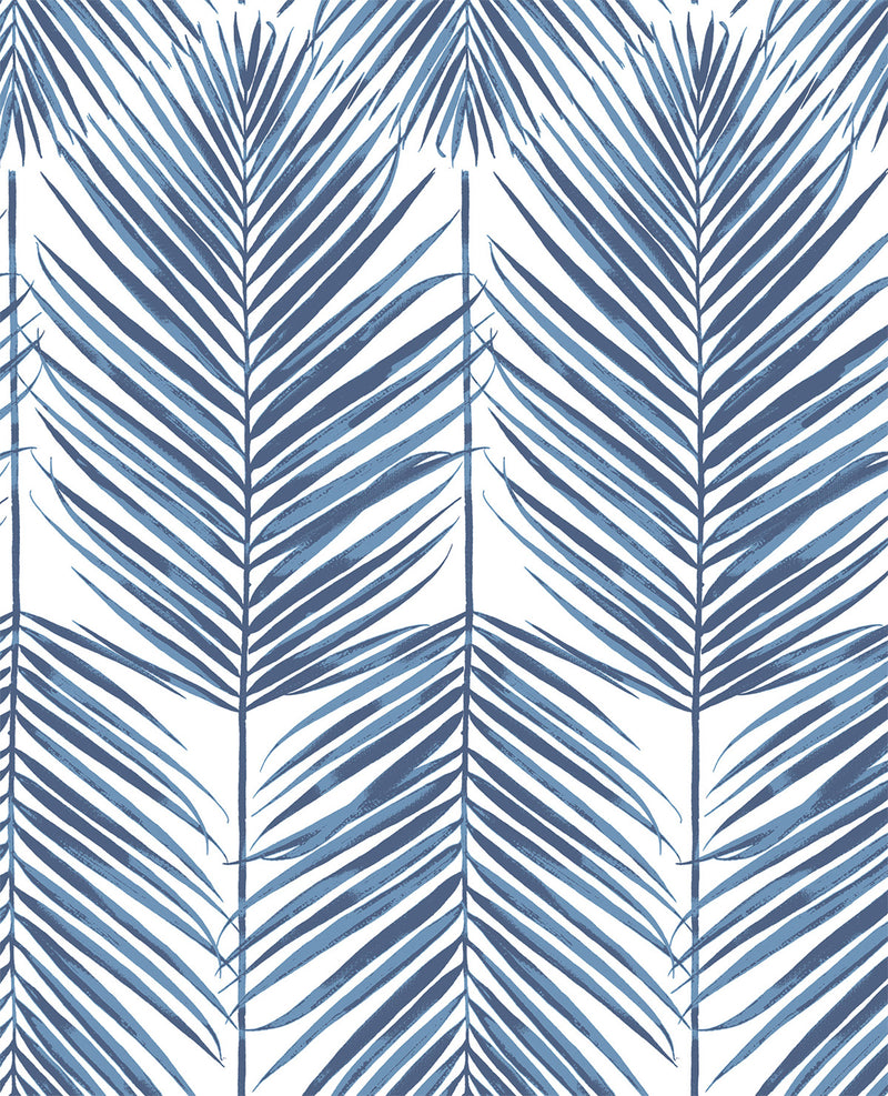 media image for Paradise Palm Peel-and-Stick Wallpaper in Blue by NextWall 257