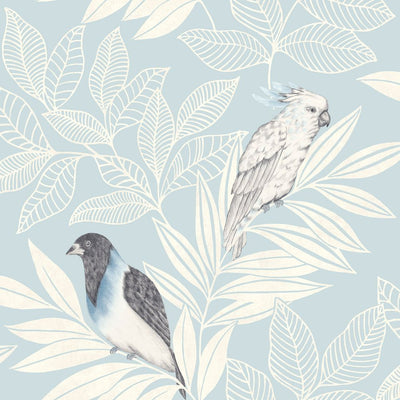 product image of Paradise Island Birds Wallpaper in Blue Oasis and Ivory from the Boho Rhapsody Collection by Seabrook Wallcoverings 546