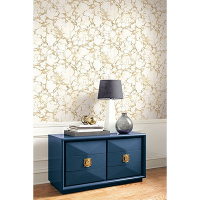 product image of Patina Marble Wallpaper in Gold and Ivory by Seabrook Wallcoverings 545