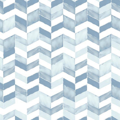 product image of Paul Brent Watercolor Chevron Peel & Stick Wallpaper in Soft Blue by RoomMates for York Wallcoverings 533