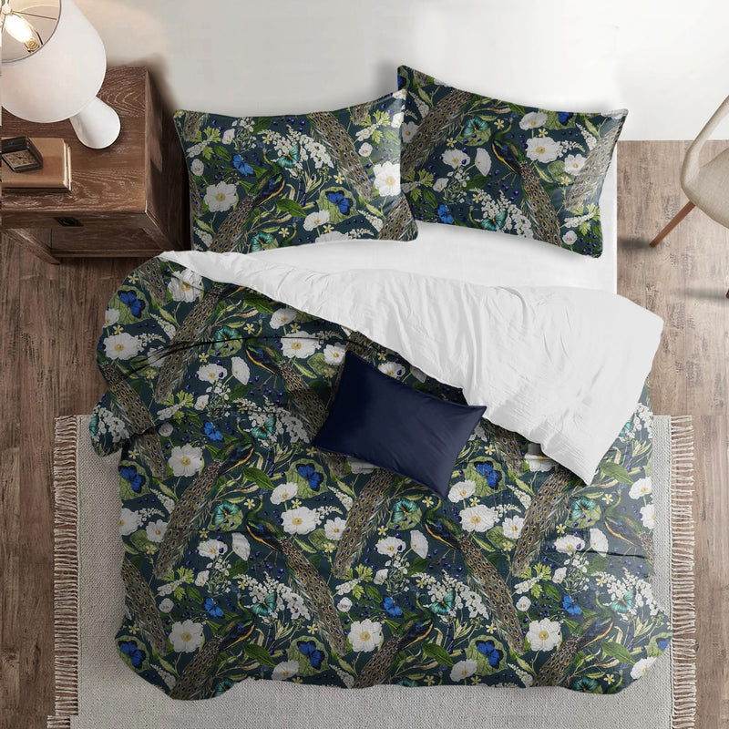media image for Peacock Print Teal/Navy Bedding 4 26