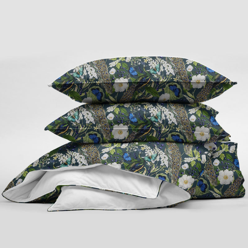 media image for Peacock Print Teal/Navy Bedding 2 269