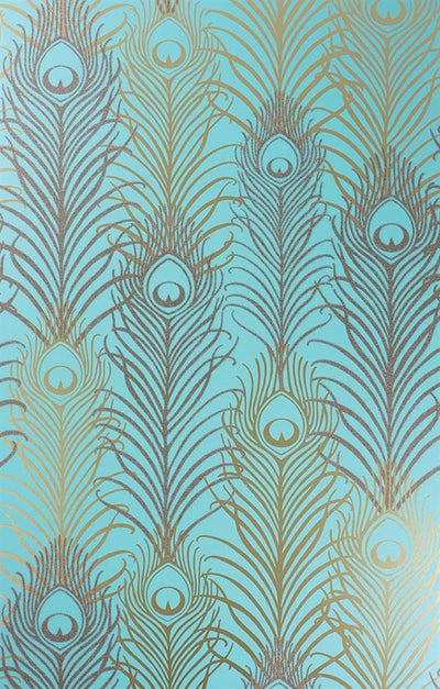 product image of Peacock Wallpaper in Jade and Metallic Gold by Matthew Williamson for Osborne & Little 543