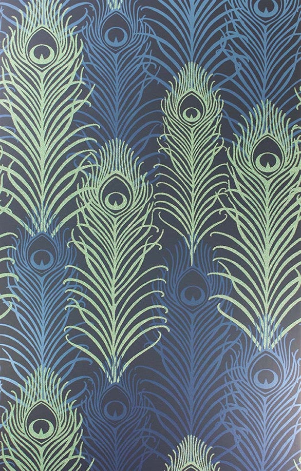 media image for Peacock Wallpaper in Midnight and Metallic Jade by Matthew Williamson for Osborne & Little 222