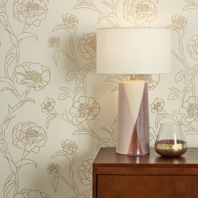 product image for Peonies Self-Adhesive Wallpaper in Gold Leaf design by Tempaper 76