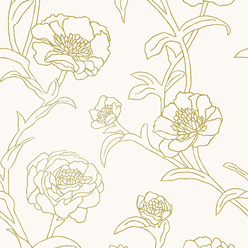 media image for Peonies Self-Adhesive Wallpaper in Gold Leaf design by Tempaper 250