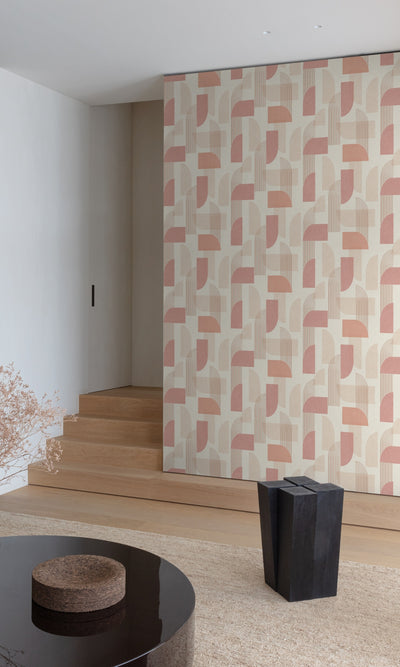 product image for Abstract Shapes Geometric Wallpaper in Pink by Walls Republic 66