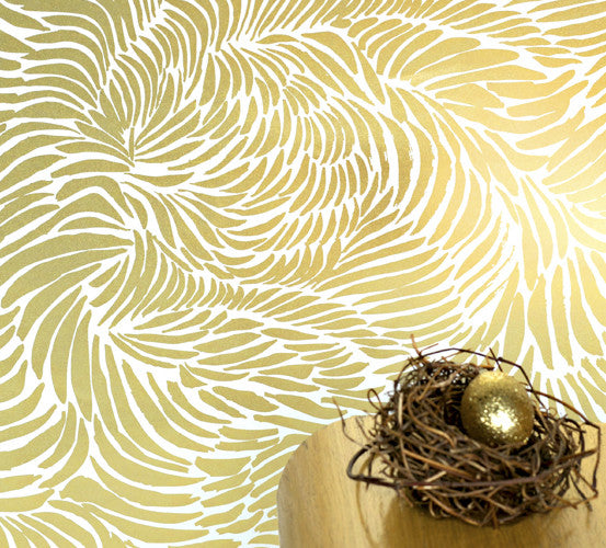 media image for Plume Wallpaper in Rich Gold design by Jill Malek 20