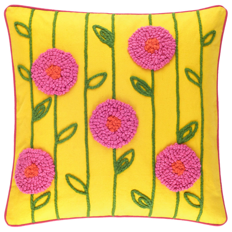 media image for Poppy Embroidered Yellow Decorative Pillow 287