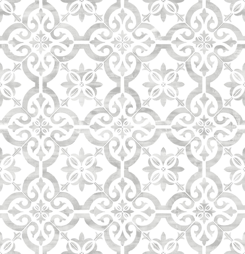 media image for Porto Tile Peel-and-Stick Wallpaper in Harbor Mist from the Luxe Haven Collection by Lillian August 263