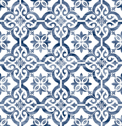 product image of Porto Tile Peel-and-Stick Wallpaper in Riviera Blue from the Luxe Haven Collection by Lillian August 511