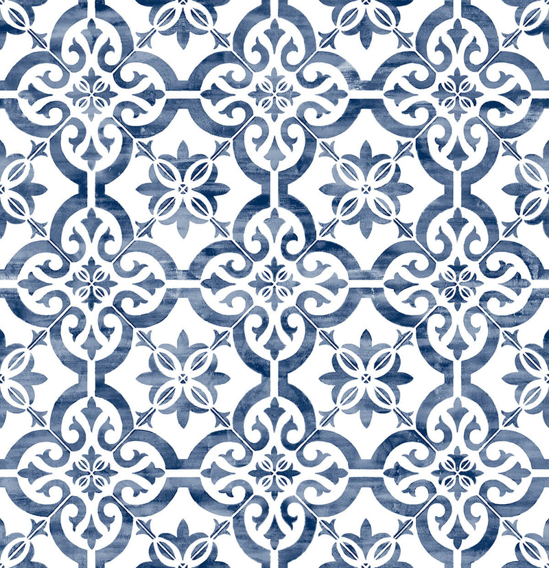 media image for Porto Tile Peel-and-Stick Wallpaper in Riviera Blue from the Luxe Haven Collection by Lillian August 274