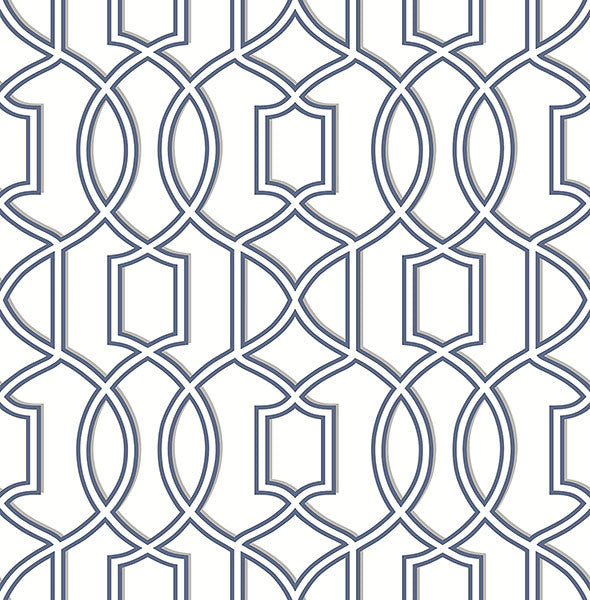 media image for Quantum Blue Trellis Wallpaper from the Symetrie Collection by Brewster Home Fashions 262