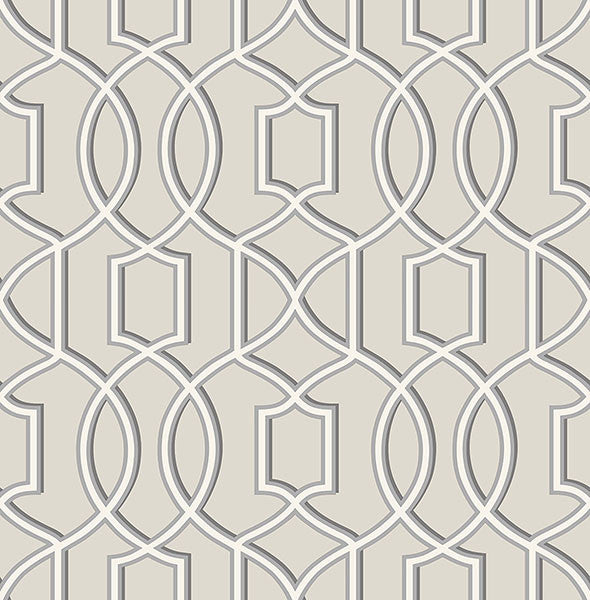 media image for Quantum Grey Trellis Wallpaper from the Symetrie Collection by Brewster Home Fashions 246