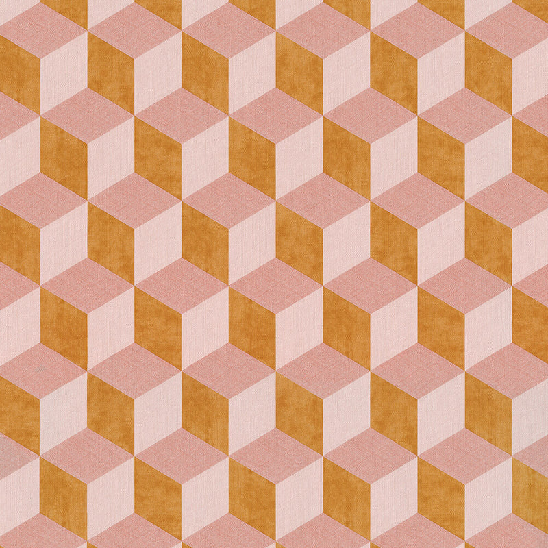 media image for 3-Dimensional Bold Cube Pink and Orange Wallpaper by Walls Republic 254