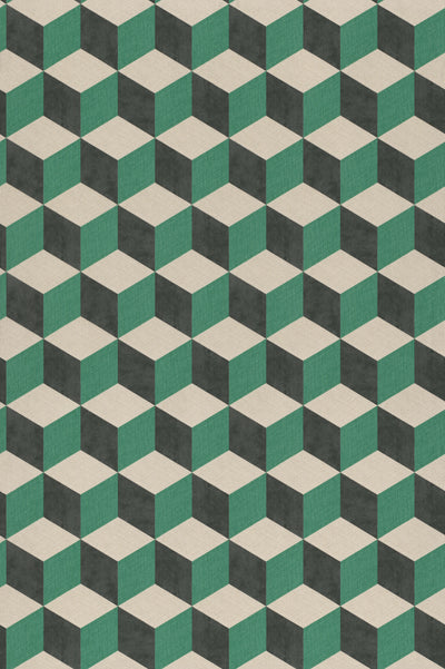 product image of 3-Dimensional Bold Cube Green Wallpaper by Walls Republic 537