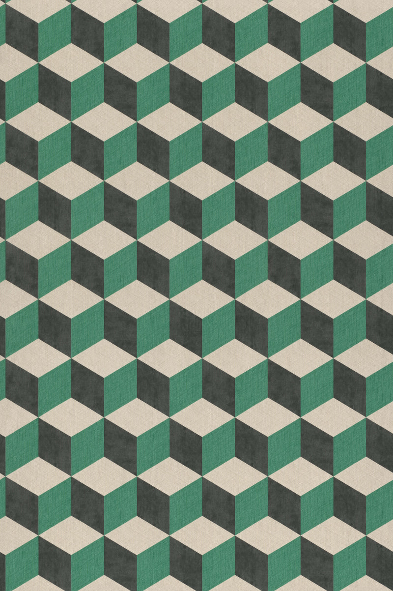 media image for 3-Dimensional Bold Cube Green Wallpaper by Walls Republic 266