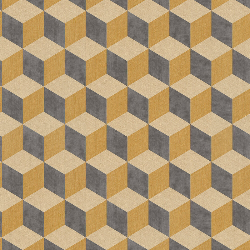 media image for 3-Dimensional Bold Cube Yellow Wallpaper by Walls Republic 246