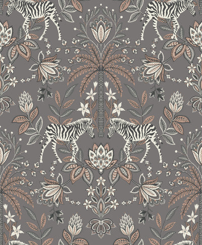 product image for Zebra Paisley Ornamental Charcoal and Rose Gold Wallpaper by Walls Republic 63