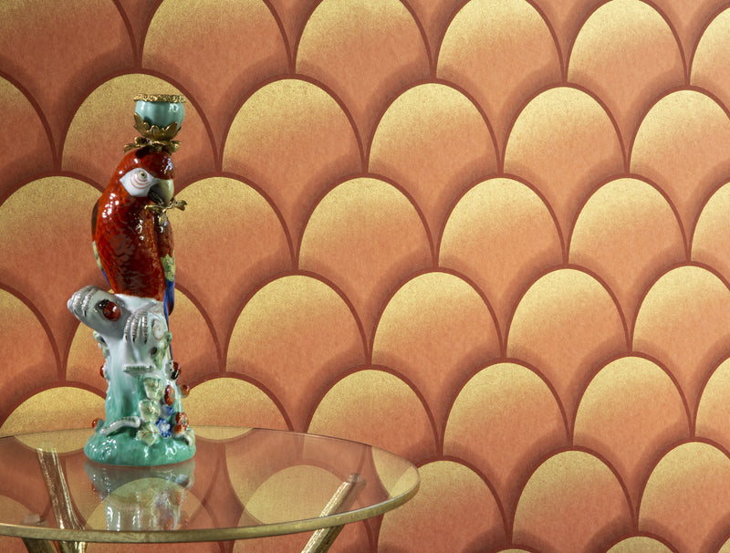 media image for 3-Dimensional Metallic Hills Coral Red Wallpaper by Walls Republic 233