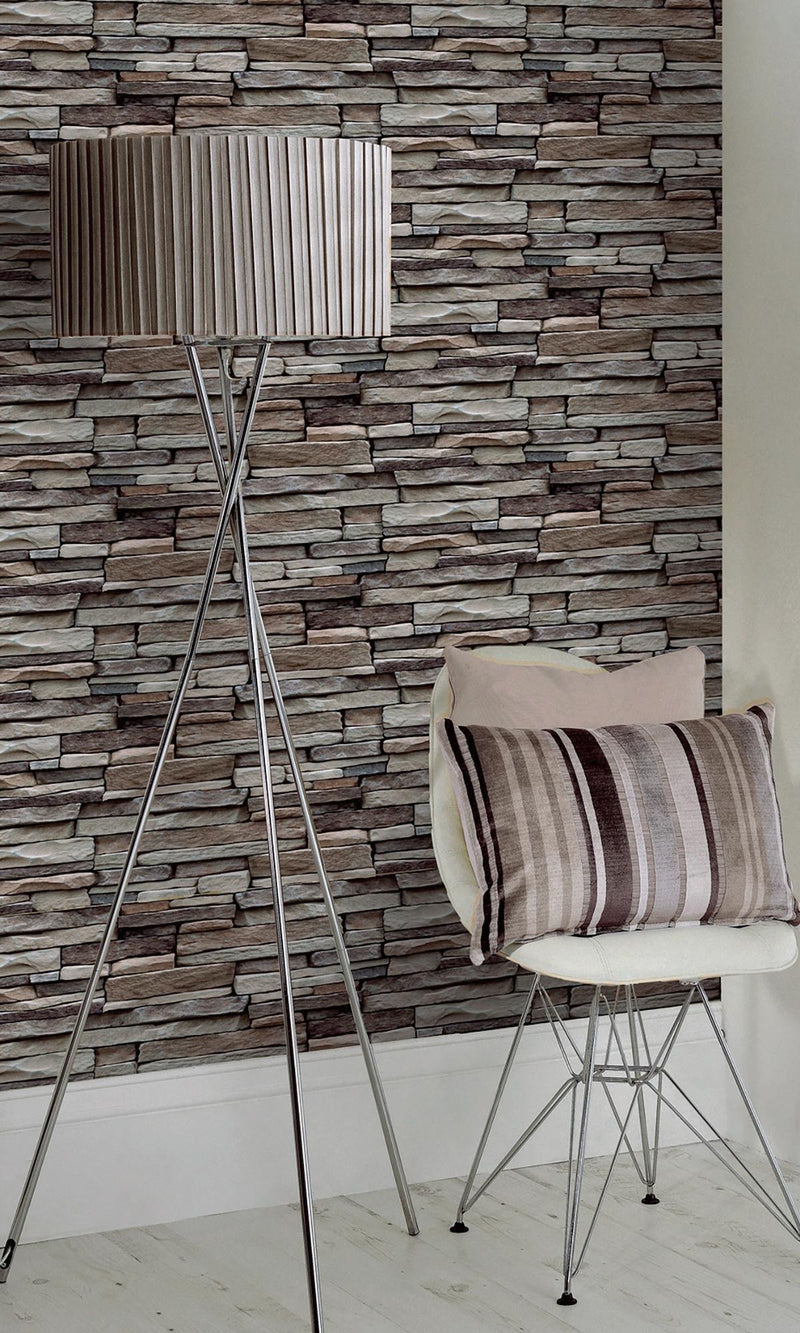 media image for 3D Illusion Contemporary Natural Stone Wallpaper by Walls Republic 239