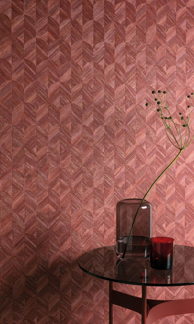 product image of Contemporary Art Deco Geometric Red Wallpaper by Walls Republic 524