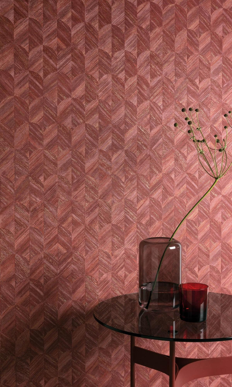 media image for Contemporary Art Deco Geometric Red Wallpaper by Walls Republic 25