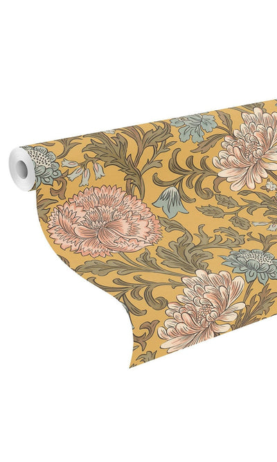 product image for Bold Leaves and Flowers Yellow & Pink Tropical Wallpaper by Walls Republic 36