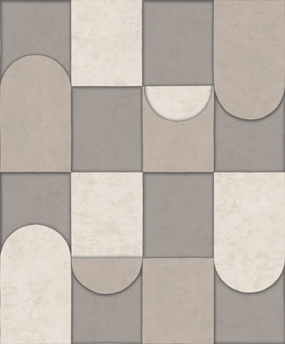 product image of Affinity 3D Patchwork Geometric Wallpaper in Grey/Beige 523