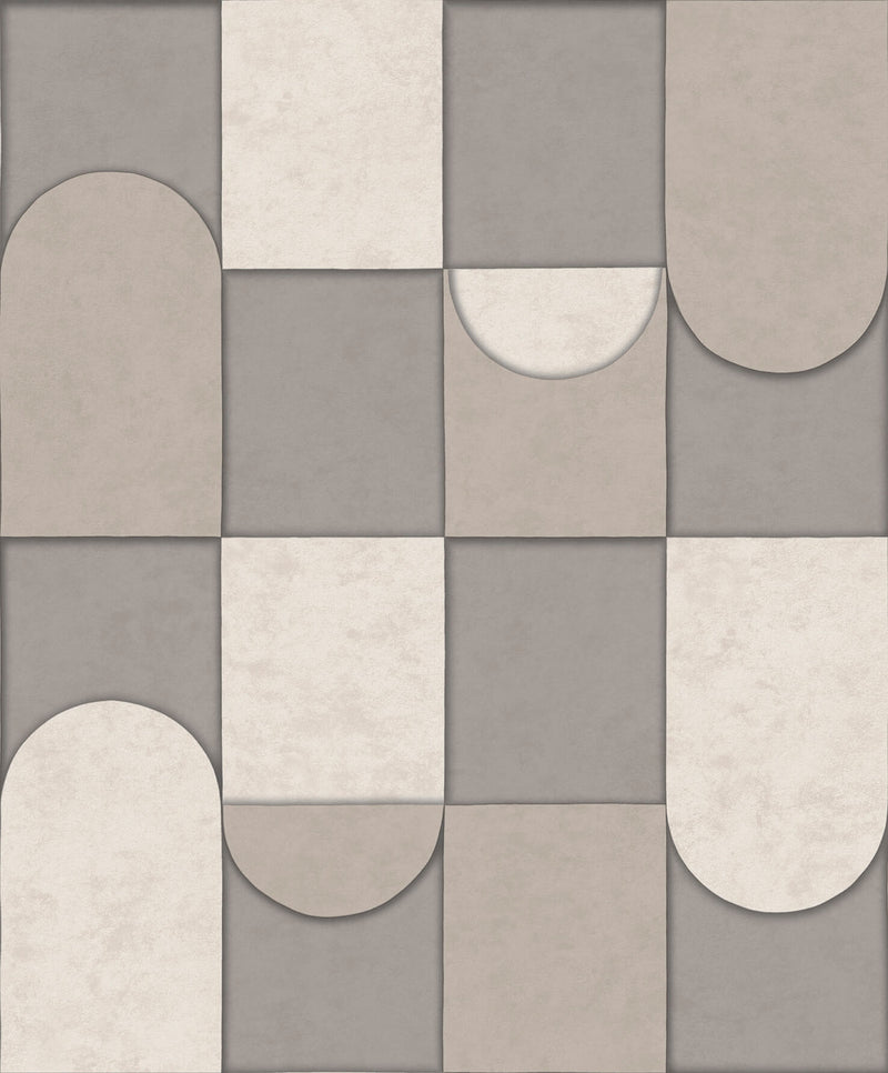 media image for Affinity 3D Patchwork Geometric Wallpaper in Grey/Beige 221