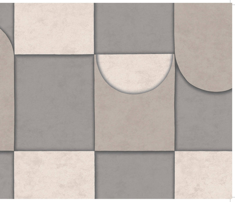 media image for Affinity 3D Patchwork Geometric Wallpaper in Grey/Beige 216