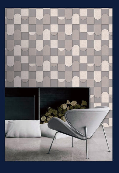 product image for Affinity 3D Patchwork Geometric Wallpaper in Grey/Beige 13