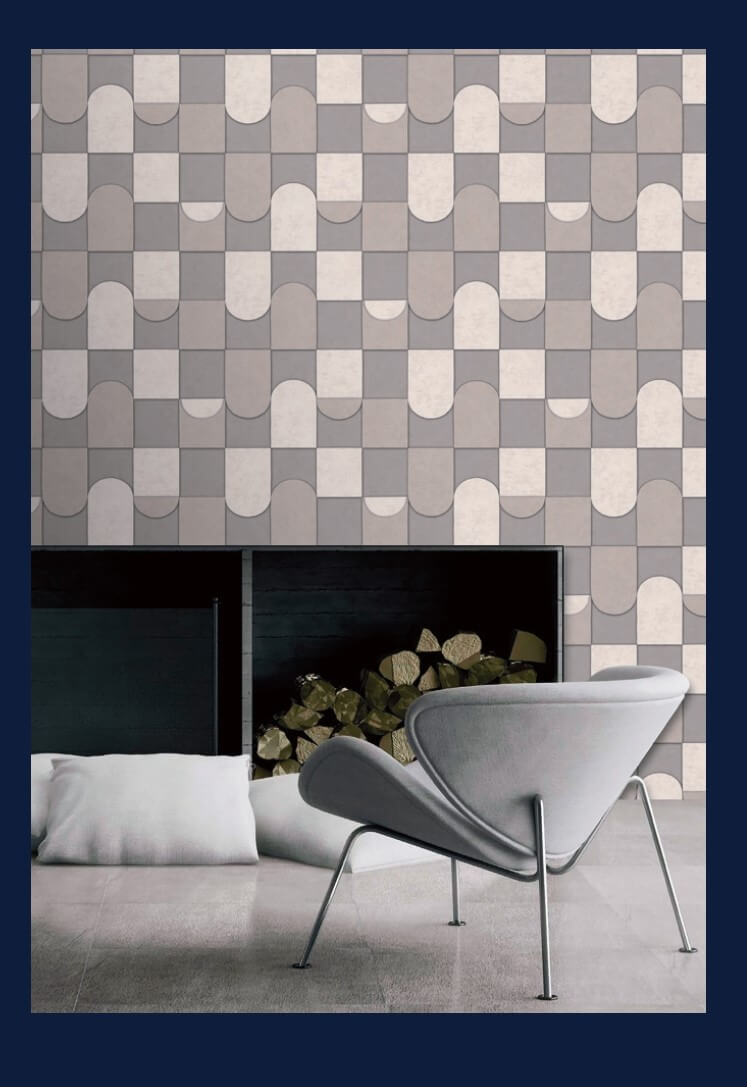 media image for Affinity 3D Patchwork Geometric Wallpaper in Grey/Beige 266
