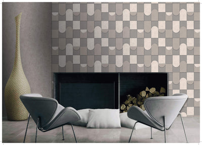 product image for Affinity 3D Patchwork Geometric Wallpaper in Grey/Beige 92