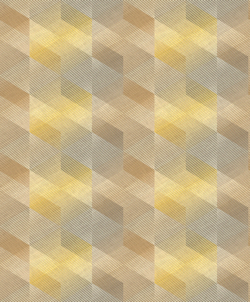 media image for Affinity 3D Rhombus Stripe Geometric Wallpaper in Ochre 292