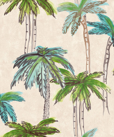 product image of Breeze Hand Painted Trees Tropical Wallpaper in Beige 517