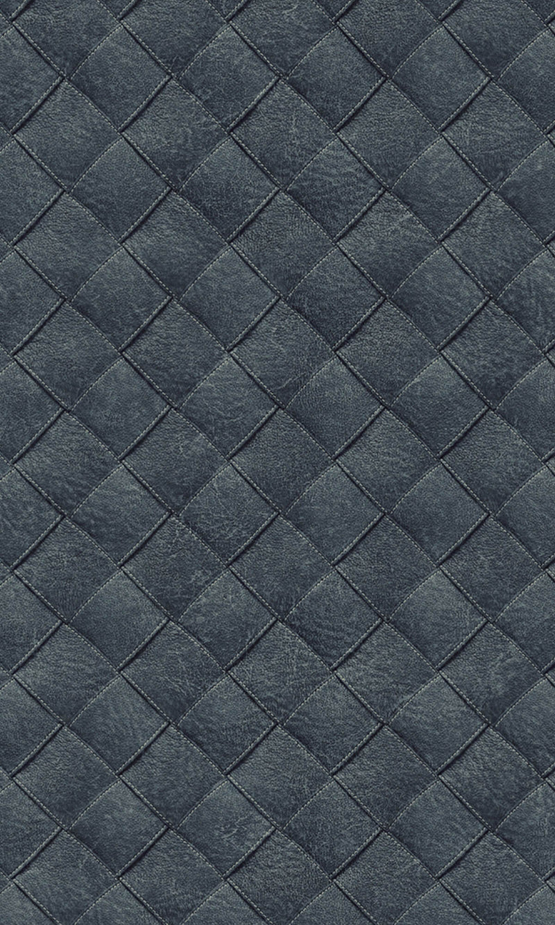 media image for Tahiti Leather Patchwork Geometric Wallpaper in Navy Blue 210