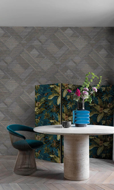 product image for Asperia Horizontal Stripes Geometric Wallpaper in Blue 81