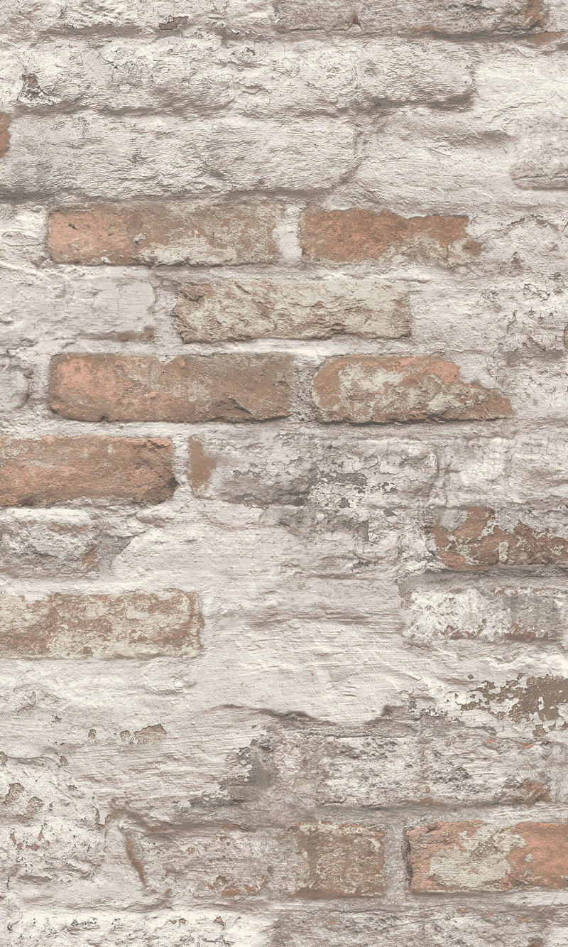 media image for Asperia Concrete Brick Effect Wallpaper in Brown/White 263