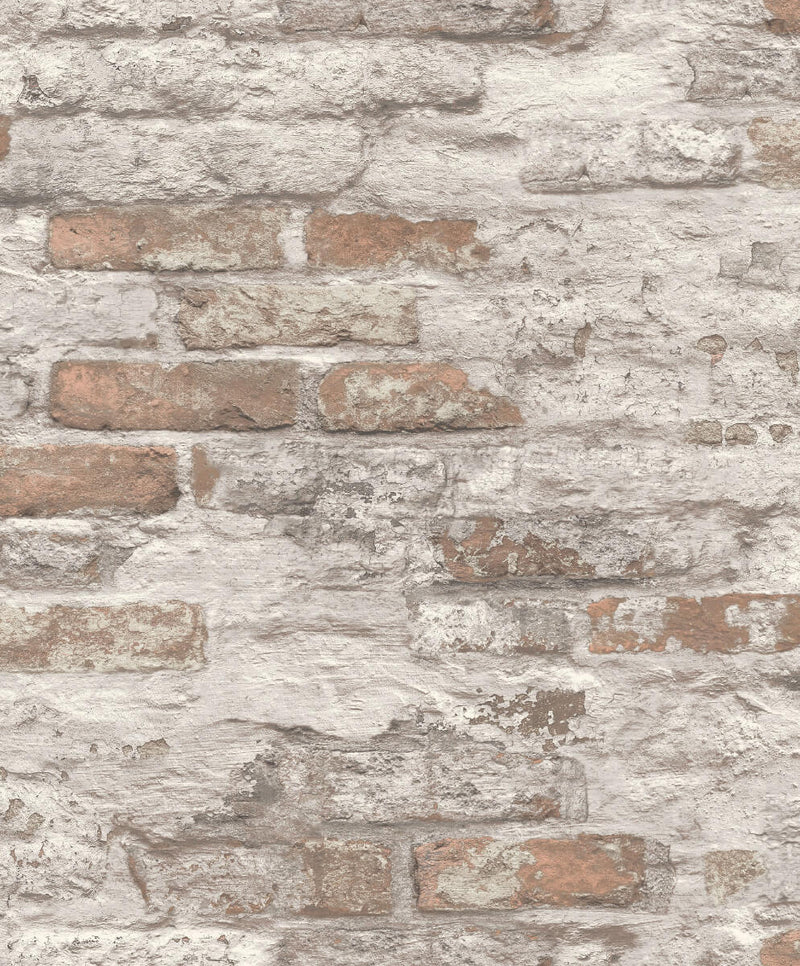 media image for Asperia Concrete Brick Effect Wallpaper in Brown/White 226