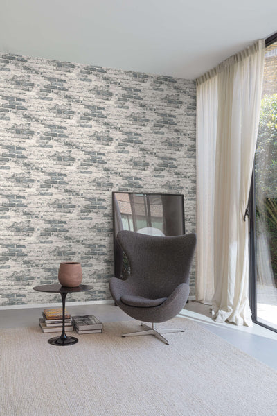 product image for Asperia Concrete Brick Effect Wallpaper in Grey/White 55