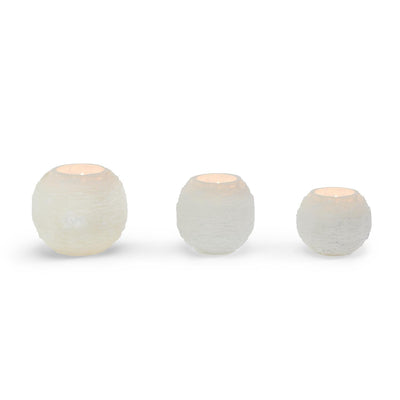 product image for glaciers selenite crystal sphere candle holder set of 3 2 57