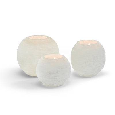 product image for glaciers selenite crystal sphere candle holder set of 3 1 90