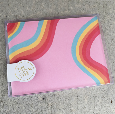 product image for rainbow ribbon patterned envelope note set 2 1