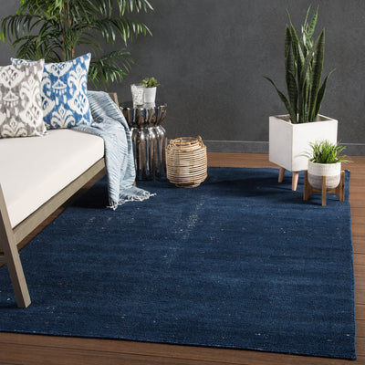 product image for Limon Indoor/ Outdoor Solid Blue & White Area Rug 48