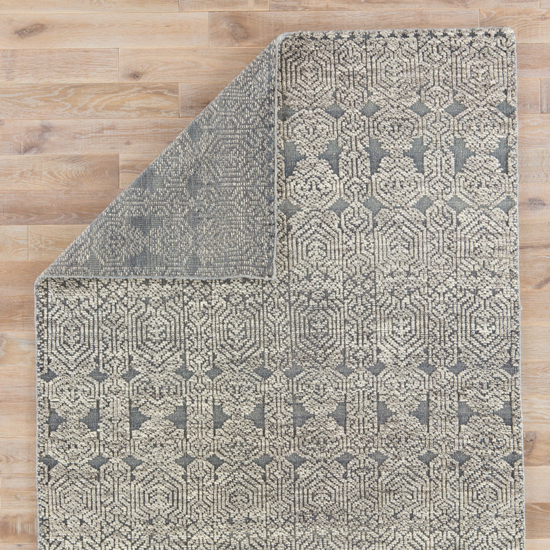 media image for Abelle Hand-Knotted Medallion Gray & White Area Rug 218