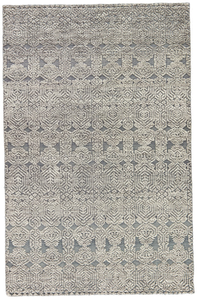 product image for Abelle Hand-Knotted Medallion Gray & White Area Rug 45